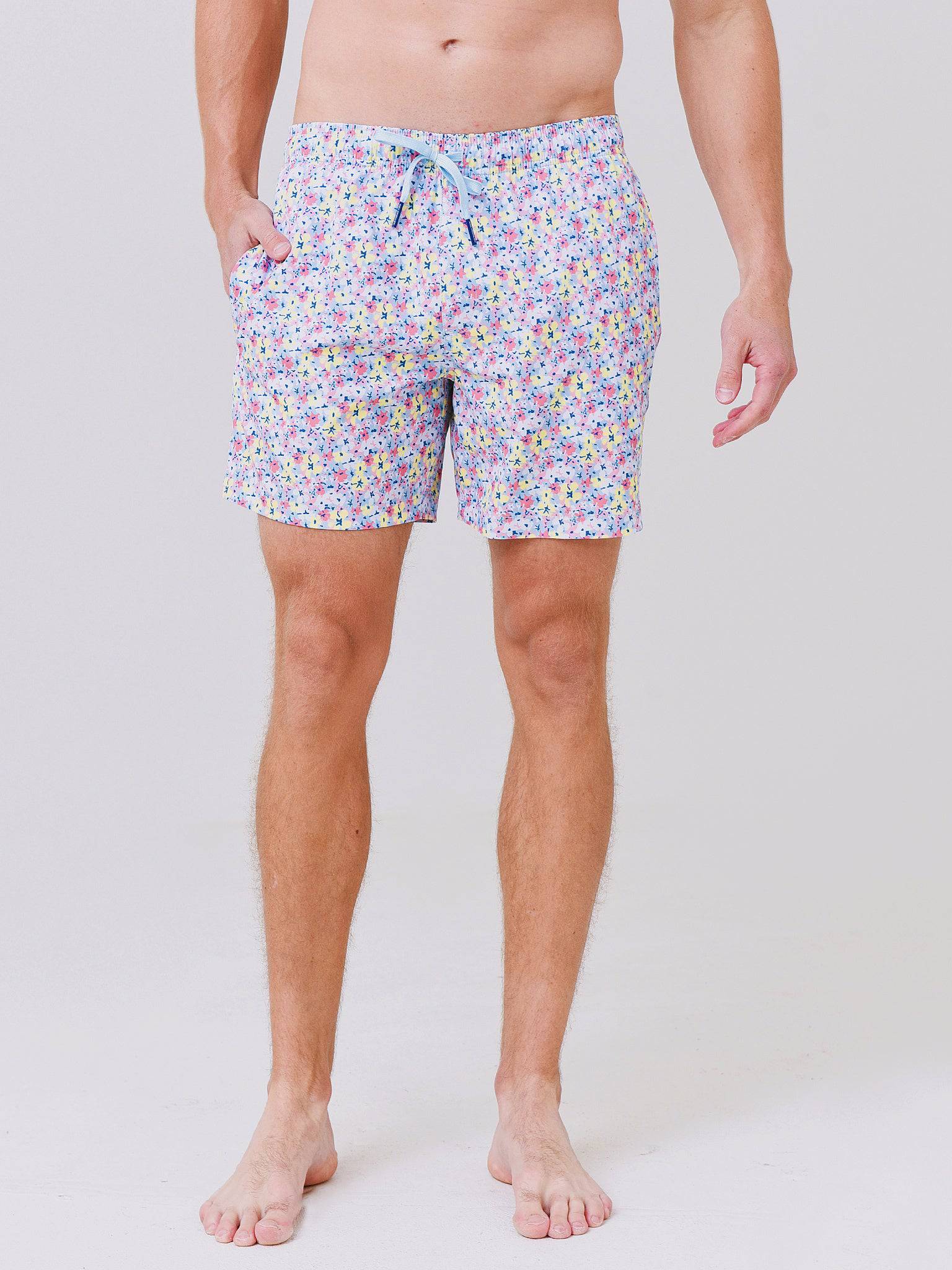 Southern Tide Men's Hawaiian Floral Swim Trunk - Saint Bernard