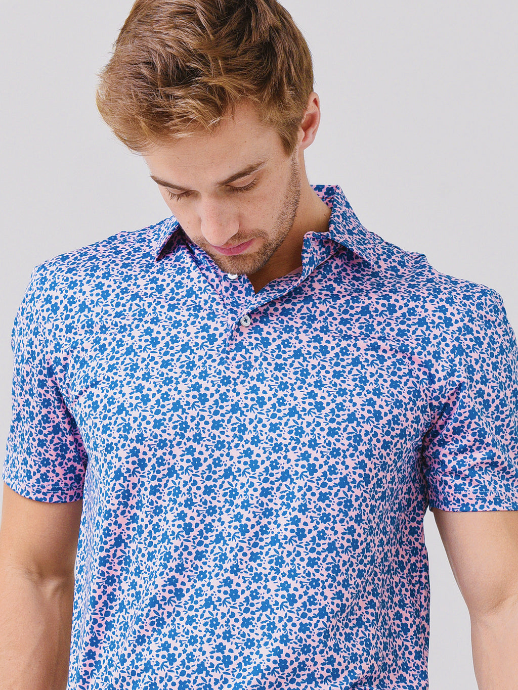 Southern Tide Men's Aston Print Performance Polo - Saint Bernard