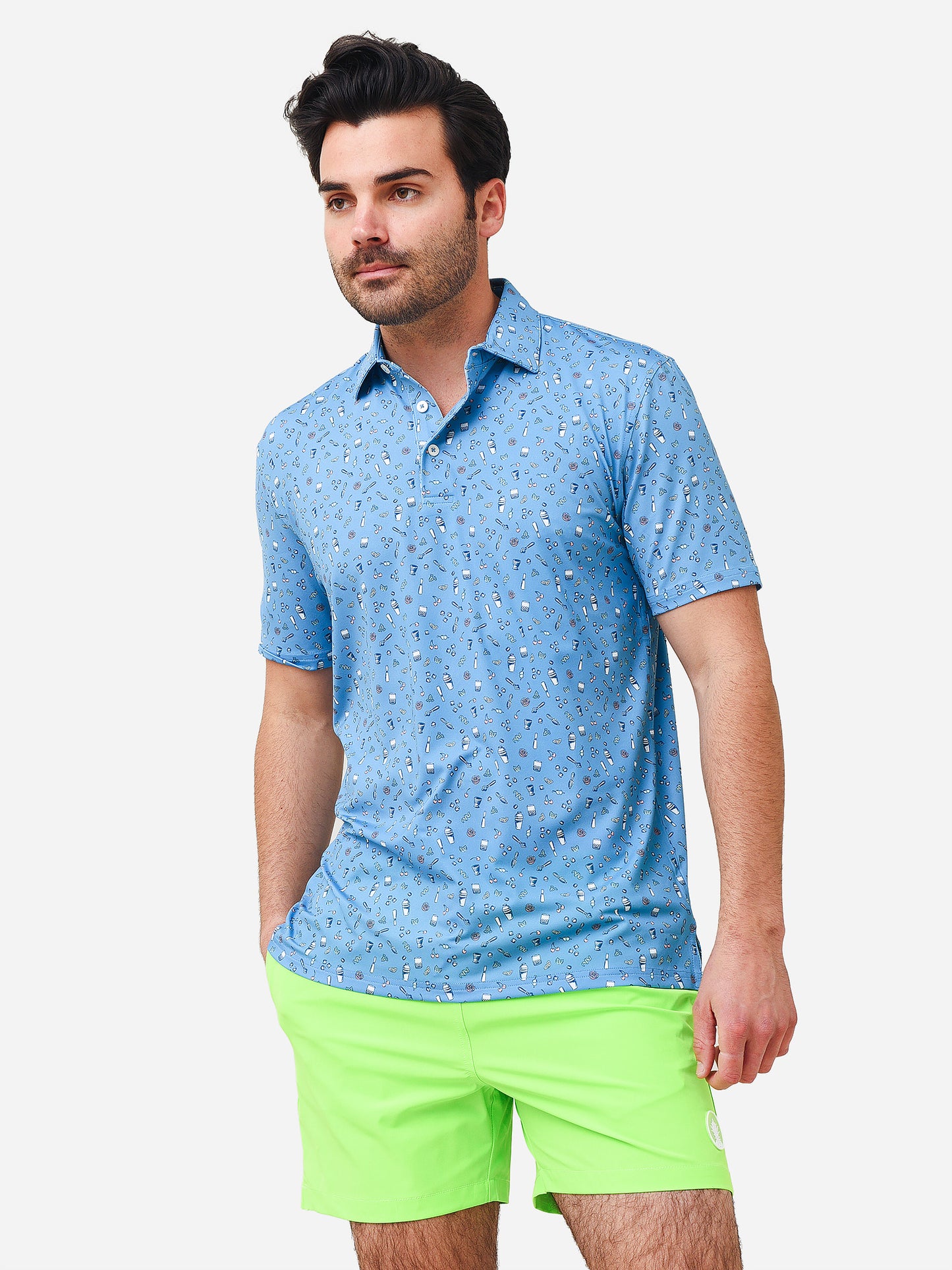 Southern Tide Men's Driver Hampstead Printed Performance Polo - Saint Bernard
