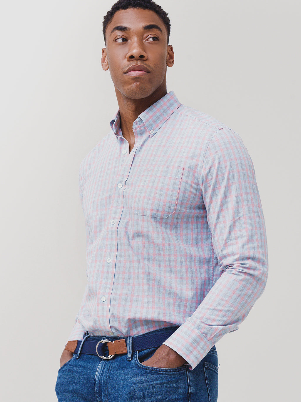 Southern Tide Men's Chatsworth Heather Check Button-Down Shirt - Saint Bernard