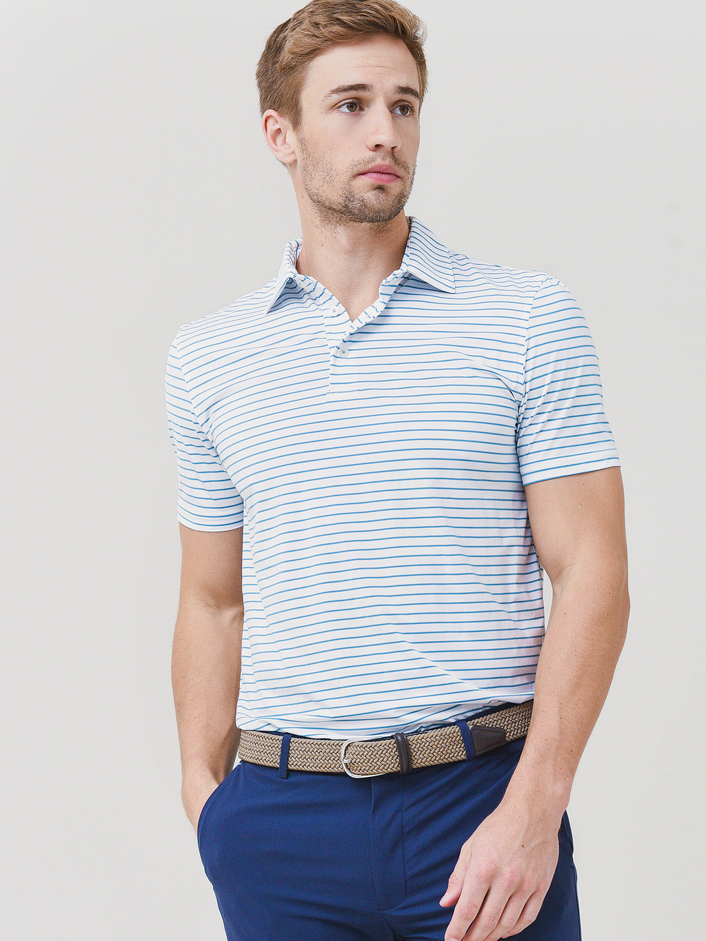 Southern Tide Men's Brrr°®-eeze Dunes Stripe Performance Polo - Saint Bernard