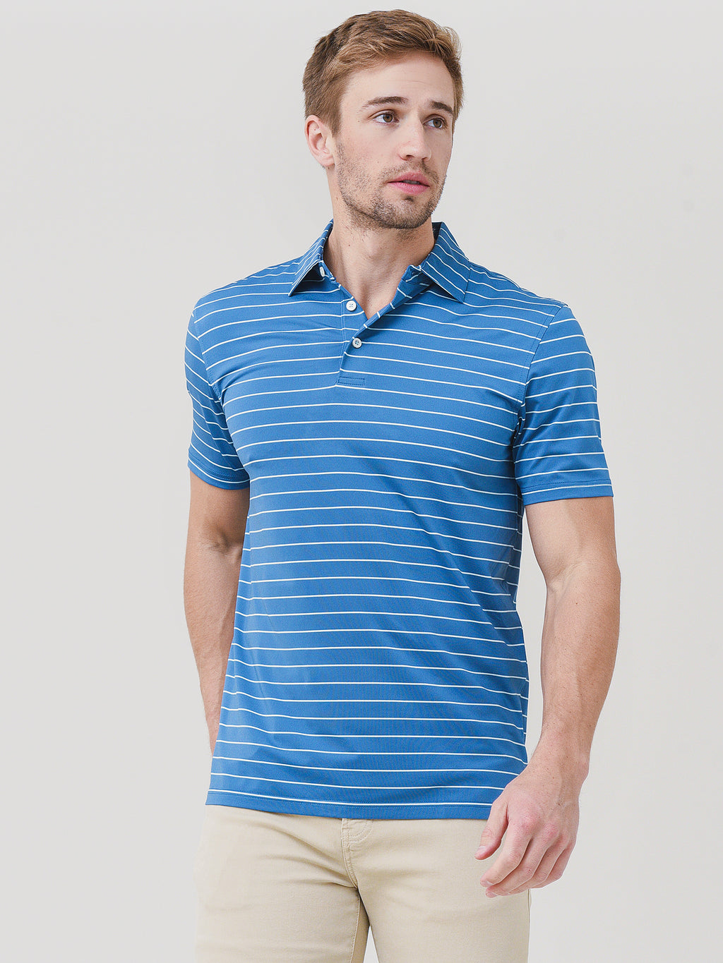 Southern Tide Men's Driver Nearshore Stripe Performance Polo - Saint Bernard