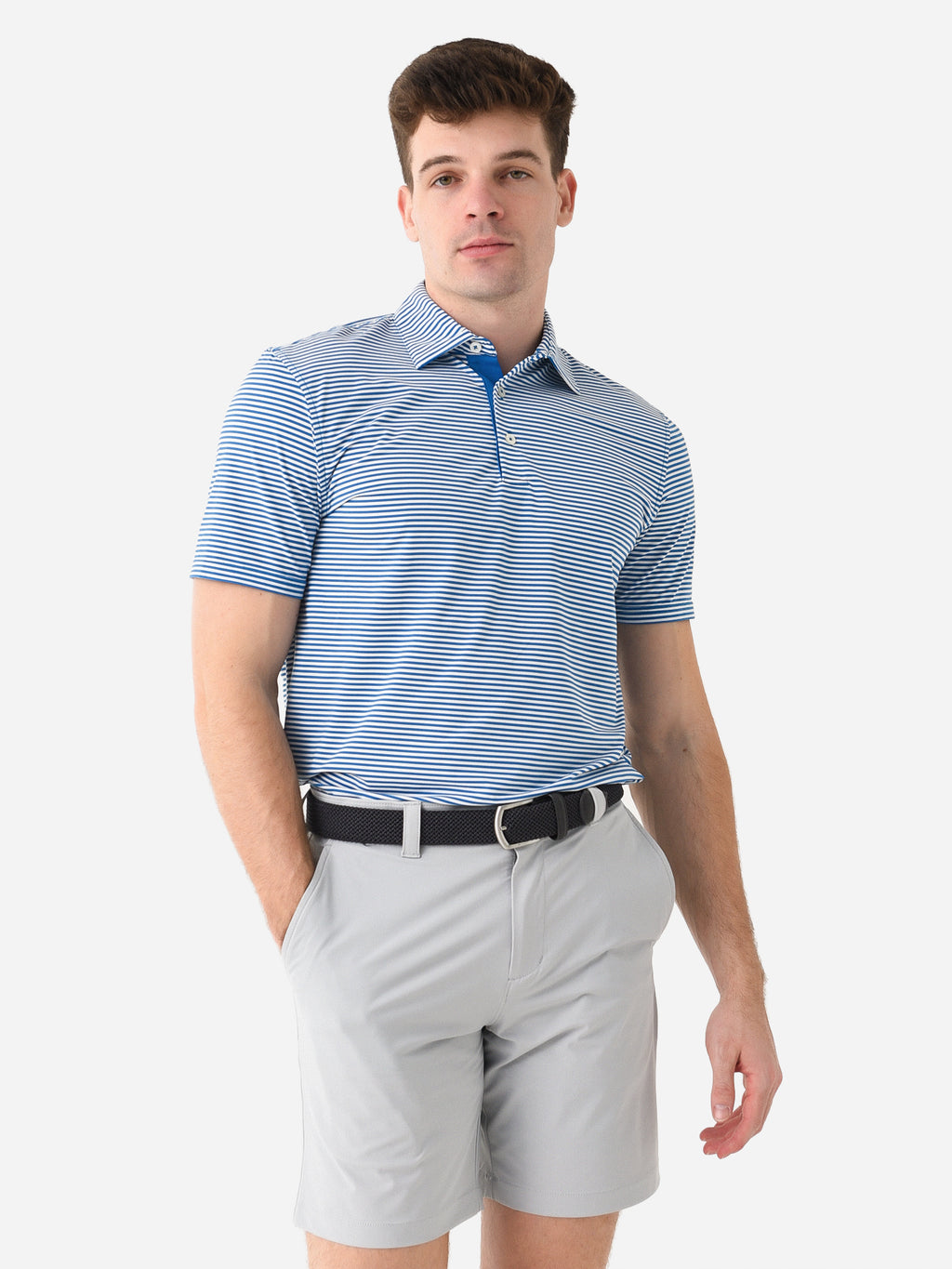 Southern Tide Men's Brrr°-eeze Shores Striped Performance Polo - Saint Bernard