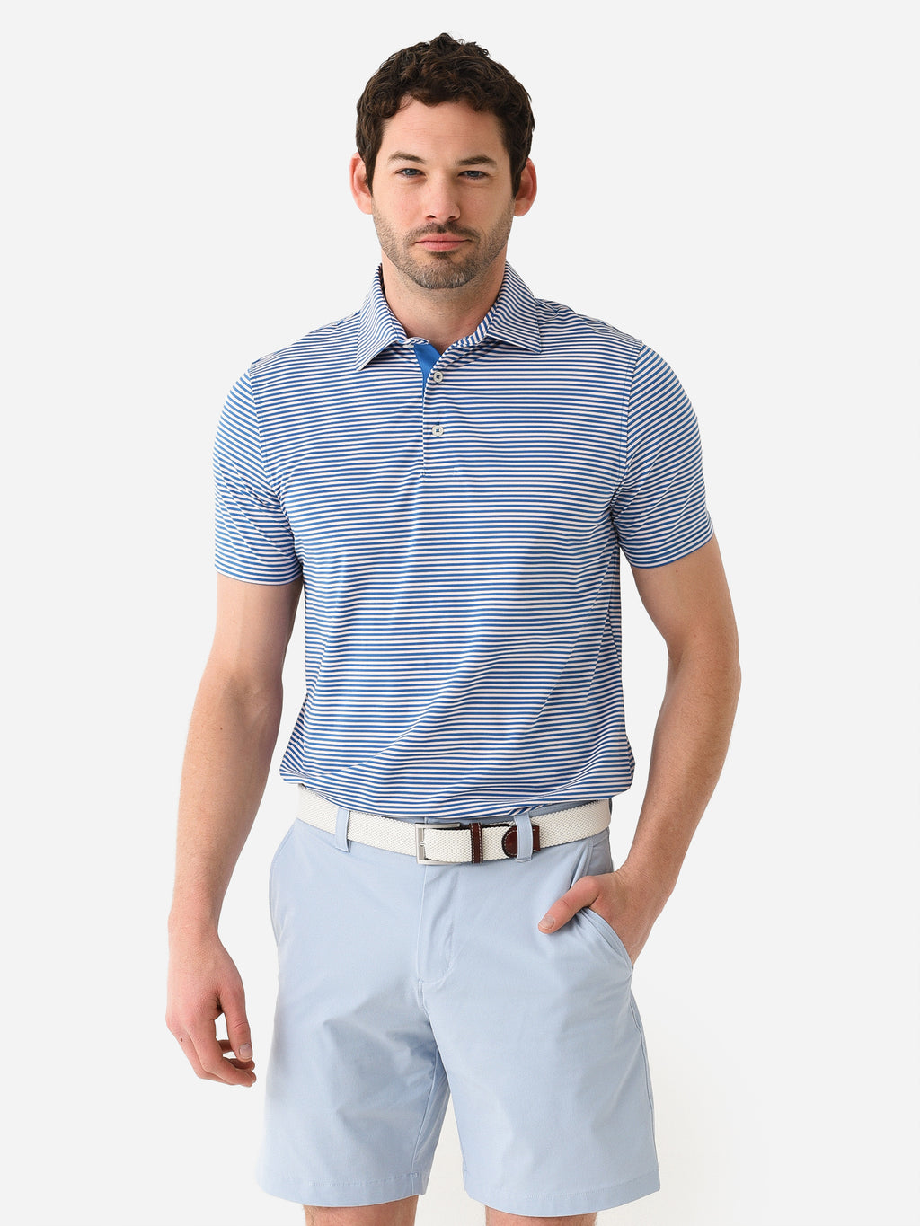 Southern Tide Men's Brrr°-eeze Shores Striped Performance Polo - Saint Bernard