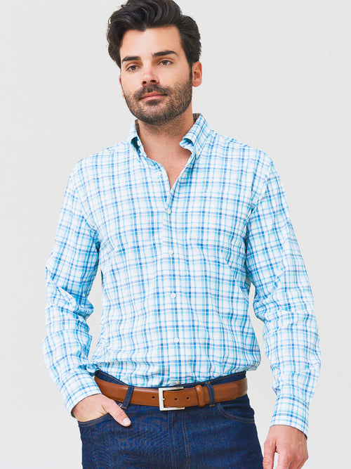 Southern Tide Men's Hartford Plaid Intercoastal Performance Sport Shirt