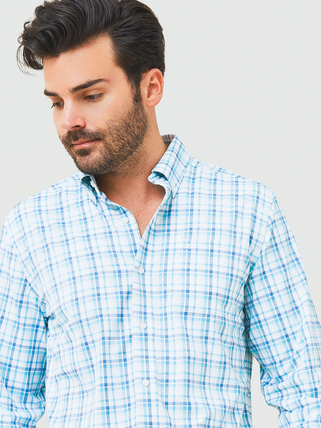 Southern Tide Men's Hartford Plaid Intercoastal Performance Sport Shirt - Saint Bernard
