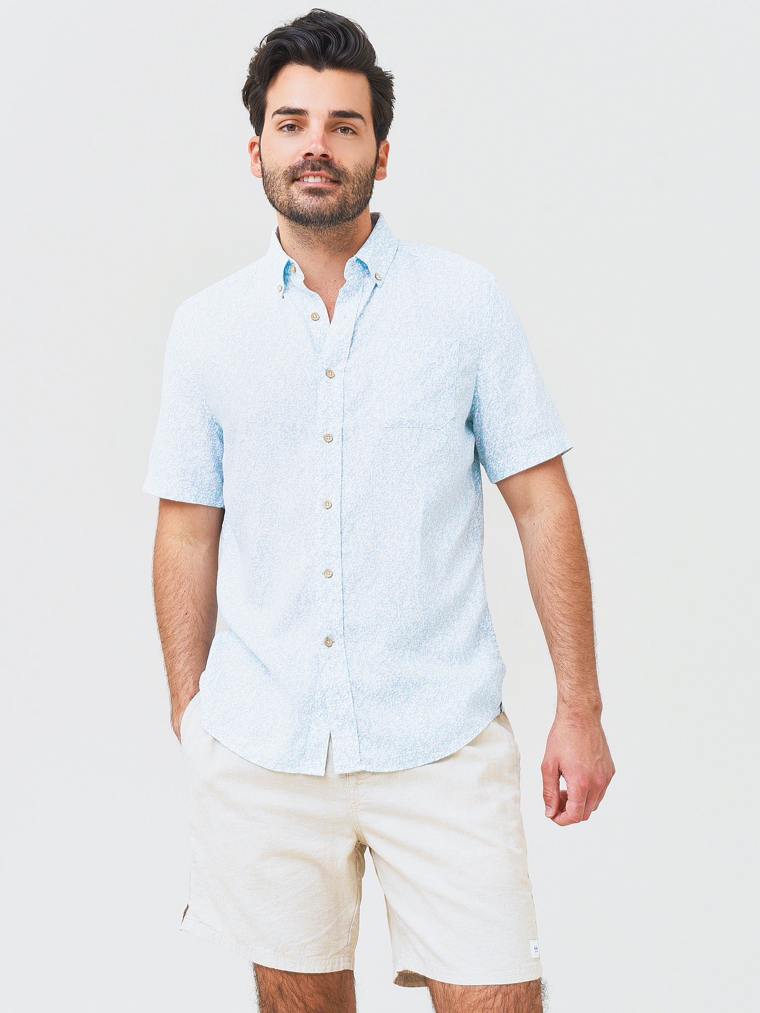 Southern Tide Men's Coral Life Printed Button-Down Shirt - Saint Bernard