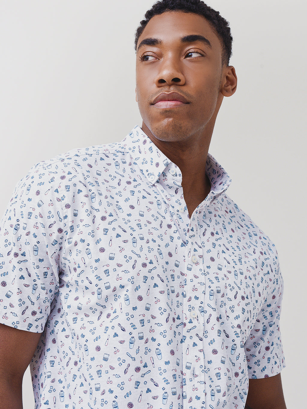Southern Tide Men's Set The Bar Printed Intercoastal Short Sleeve Button-Down Shirt - Saint Bernard