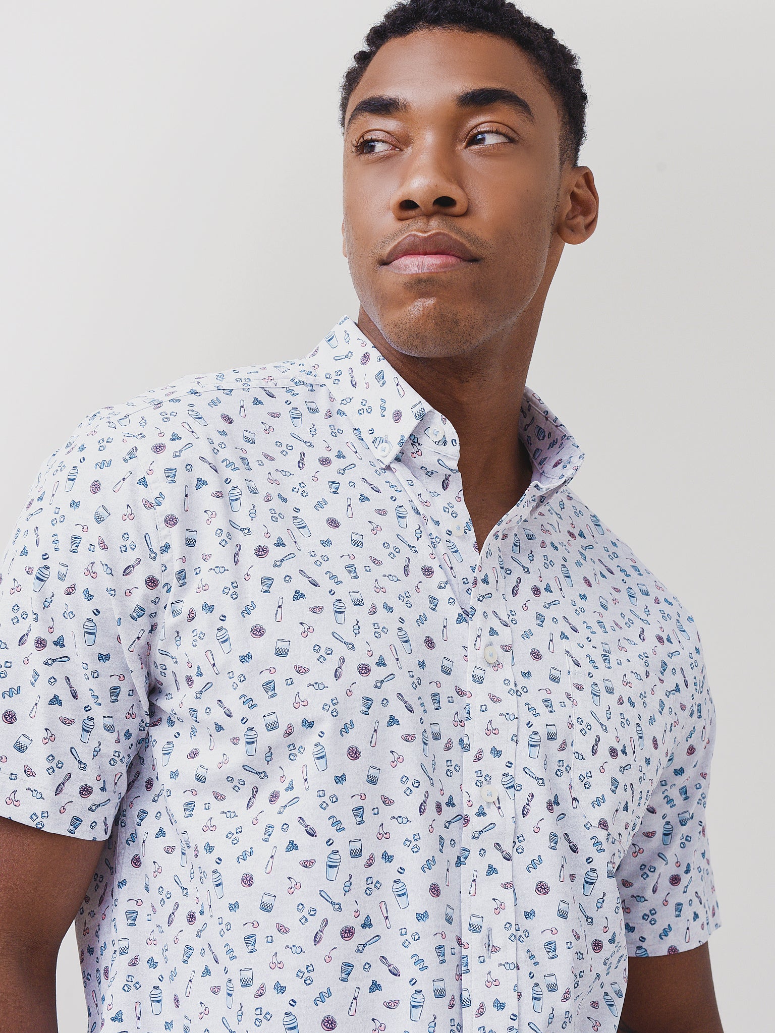 Southern Tide Men's Set The Bar Printed Intercoastal Short Sleeve Button-Down Shirt - Saint Bernard