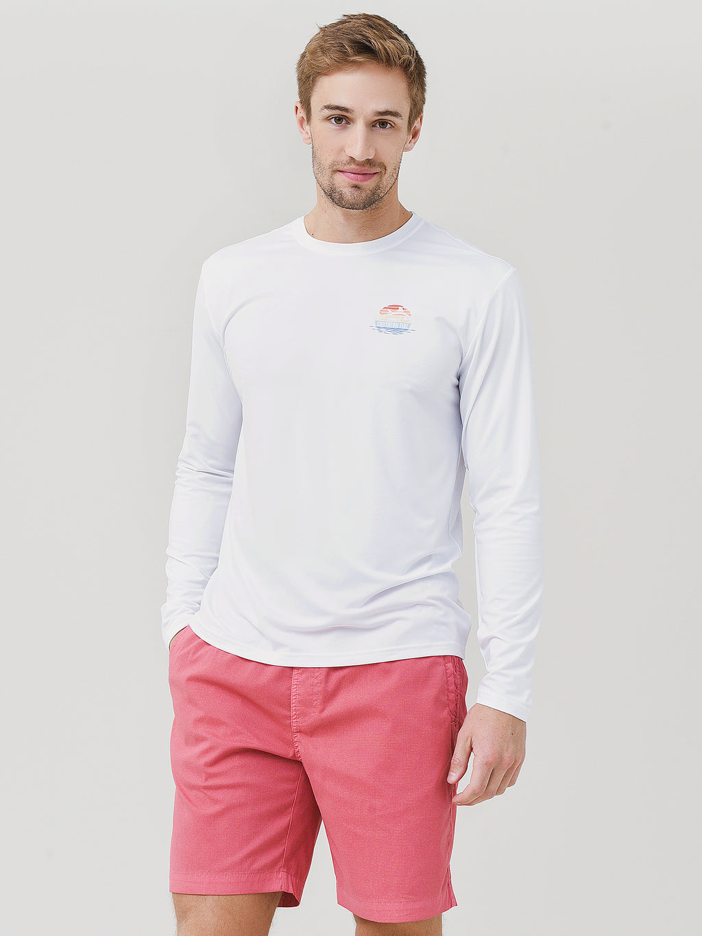 Southern Tide Men's Circle Sunset Performance Long Sleeve T-Shirt - Saint Bernard