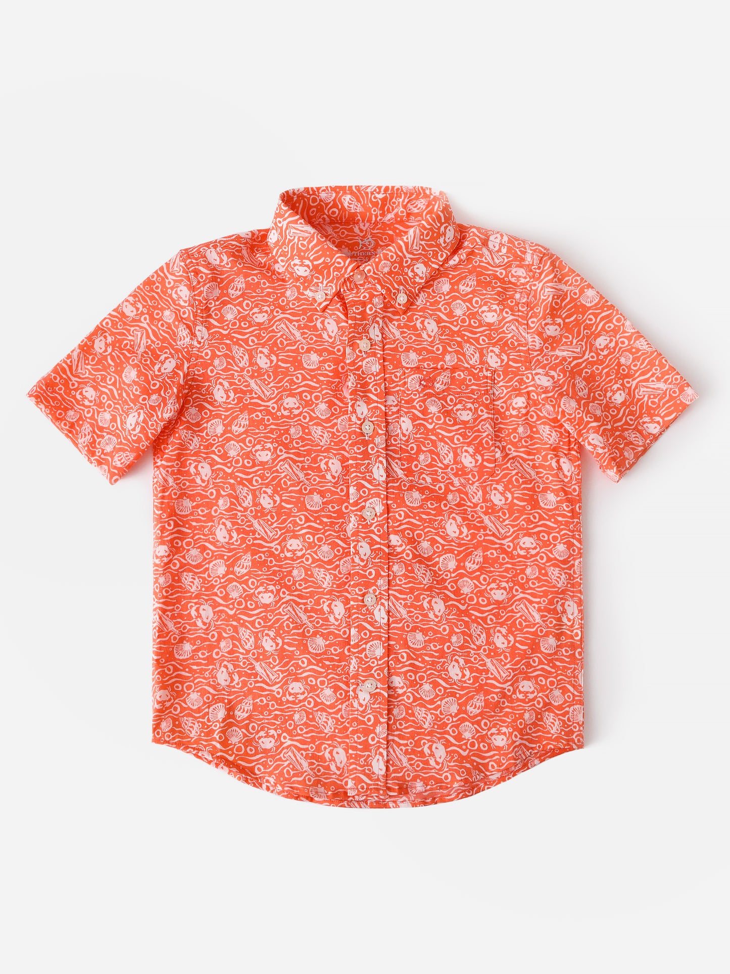 Southern Tide Boys' Shell Printed Intercoastal Short Sleeve Button-Down Shirt