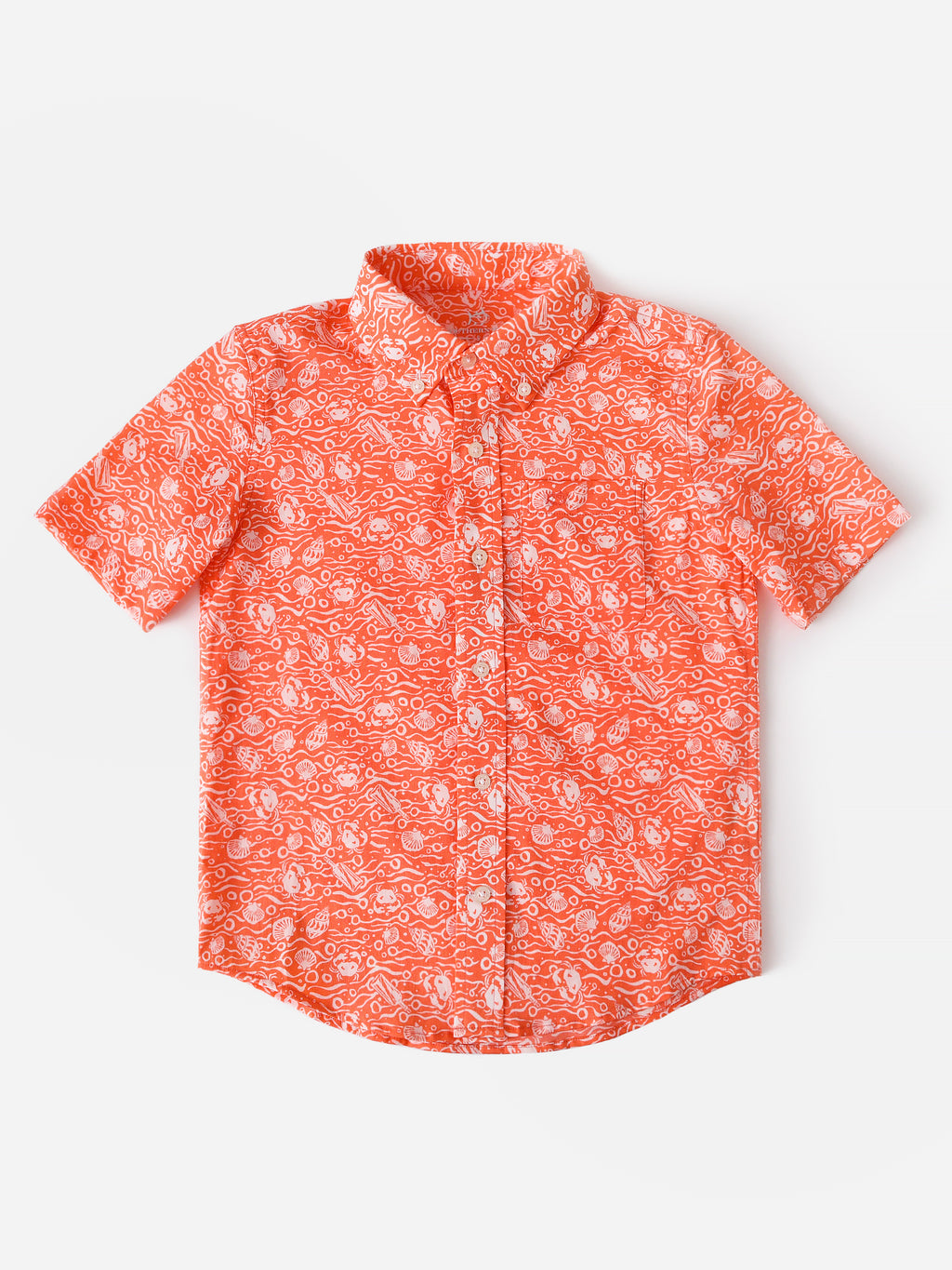 Southern Tide Boys' Shell Printed Intercoastal Short Sleeve Button-Down Shirt - Saint Bernard