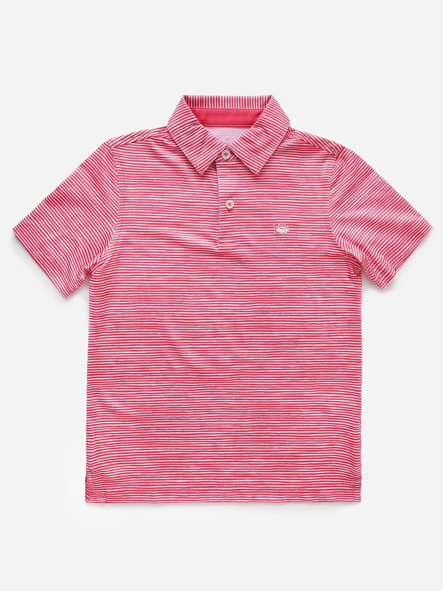 Southern Tide Boys' Driver Tidal Stripe Performance Polo Shirt - Saint Bernard