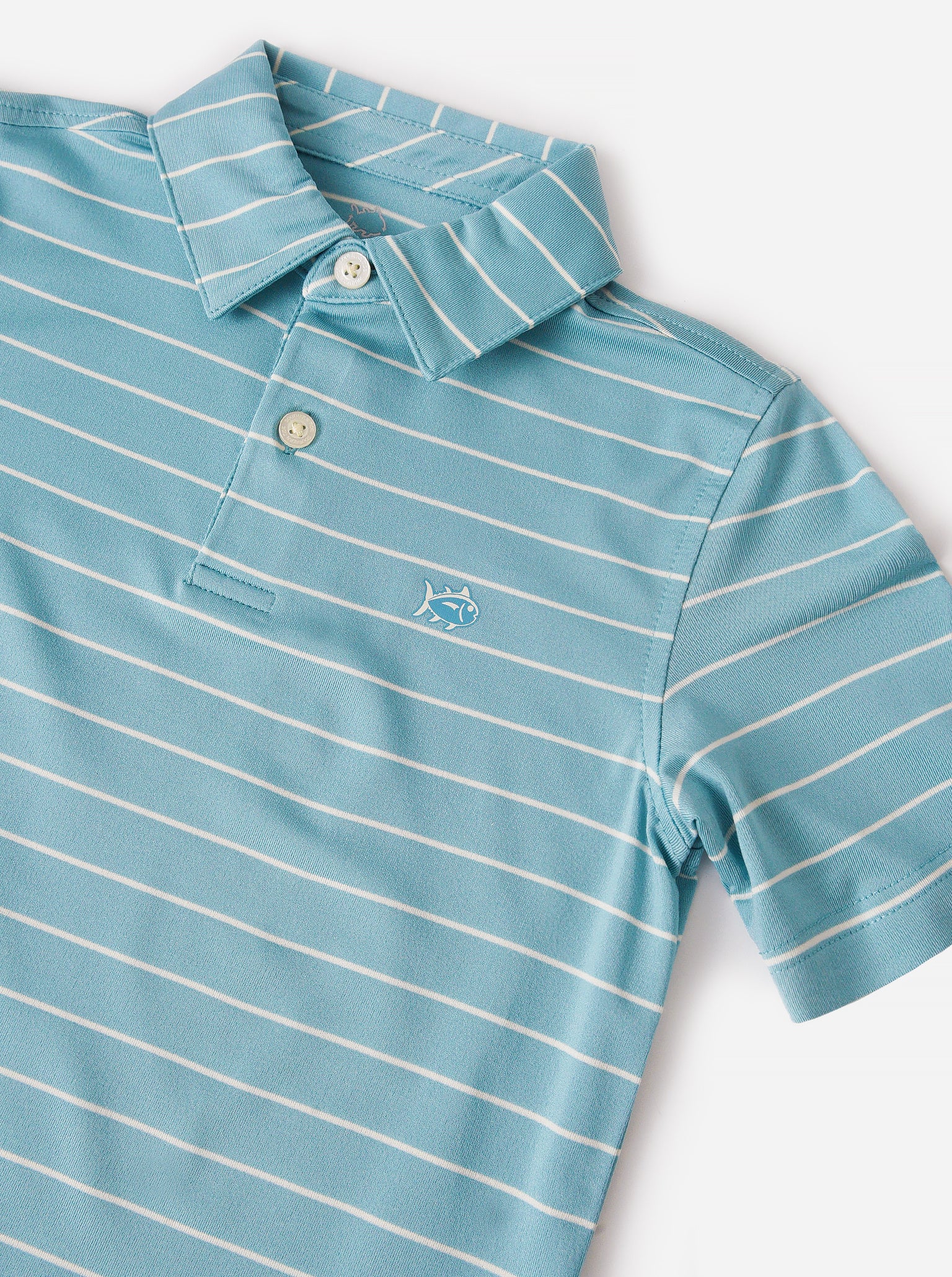 Southern Tide Boys' Driver Nearshore Stripe Performance Polo - Saint Bernard
