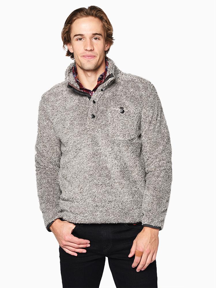 True Grit Men’s Melange Shag Sherpa Snap Pullover - Saint Bernard