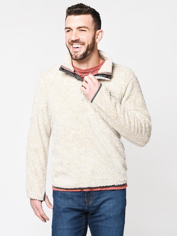 True Grit Men’s Melange Shag Sherpa Snap Pullover - Saint Bernard