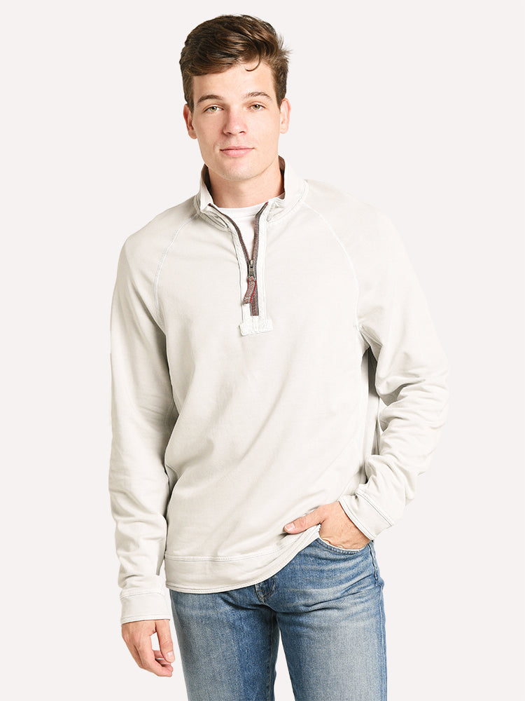 True Grit Men's Cashmere Heather Fleece 1/4 Zip Raglan Sweater - Saint Bernard