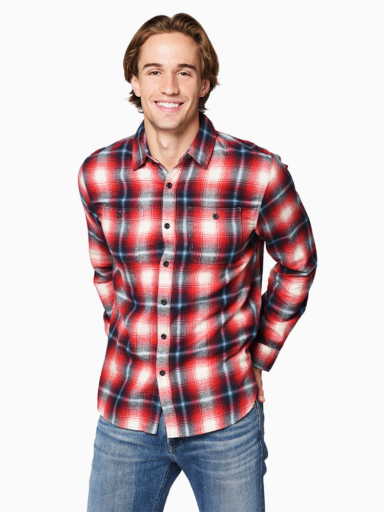 True Grit Sundance Plaid Long Sleeve Two Pocket Shirt - Saint Bernard