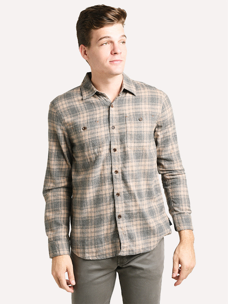 True Grit Men's Highway 1 Roadtrip Fire Mountain Check Long Sleeve Shirt - Saint Bernard