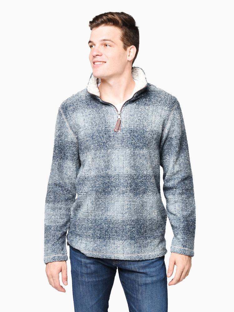True Grit Melange Shadow Plaid ¼ Zip Pullover - Saint Bernard