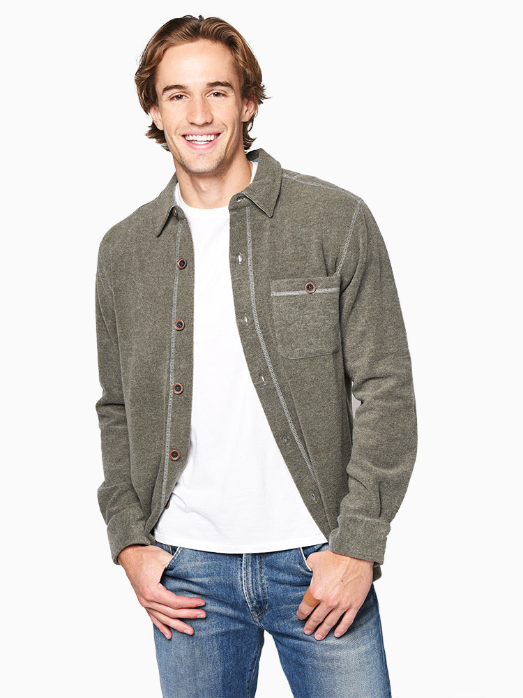 True Grit Melange Soft Fleece Long Sleeve Big Shirt - Saint Bernard