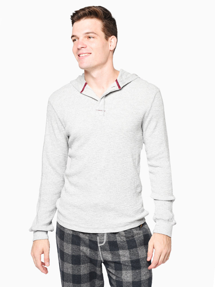 True Grit Softest Slub Waffle Thermal Long Sleeve Hoodie - Saint Bernard