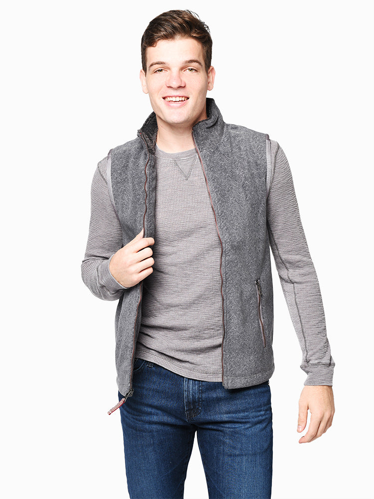 True Grit Herringbone Fleece Vest - Saint Bernard