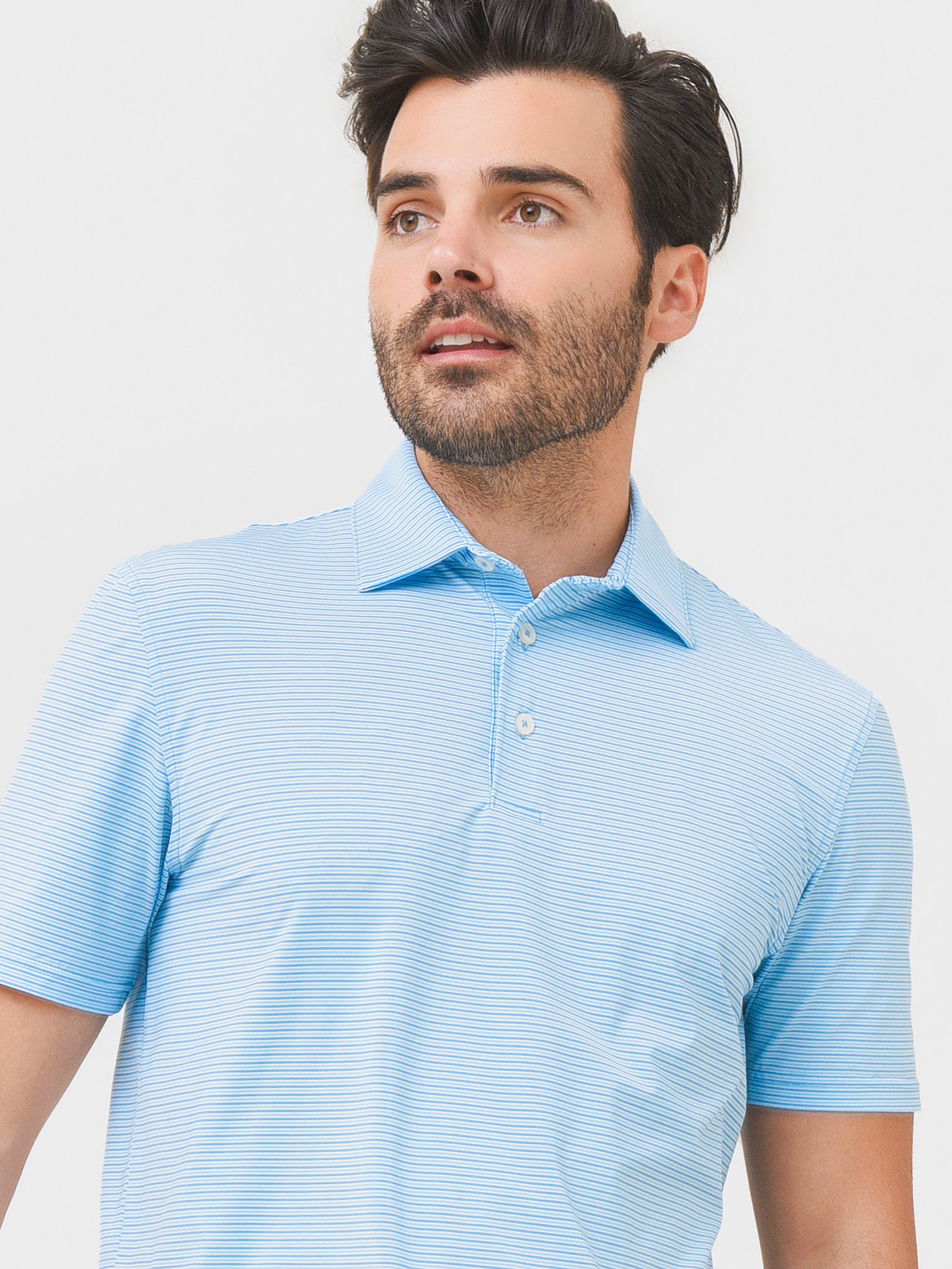 Southern Tide Men's Breeze Fogarty Stripe Performance Polo - Saint Bernard