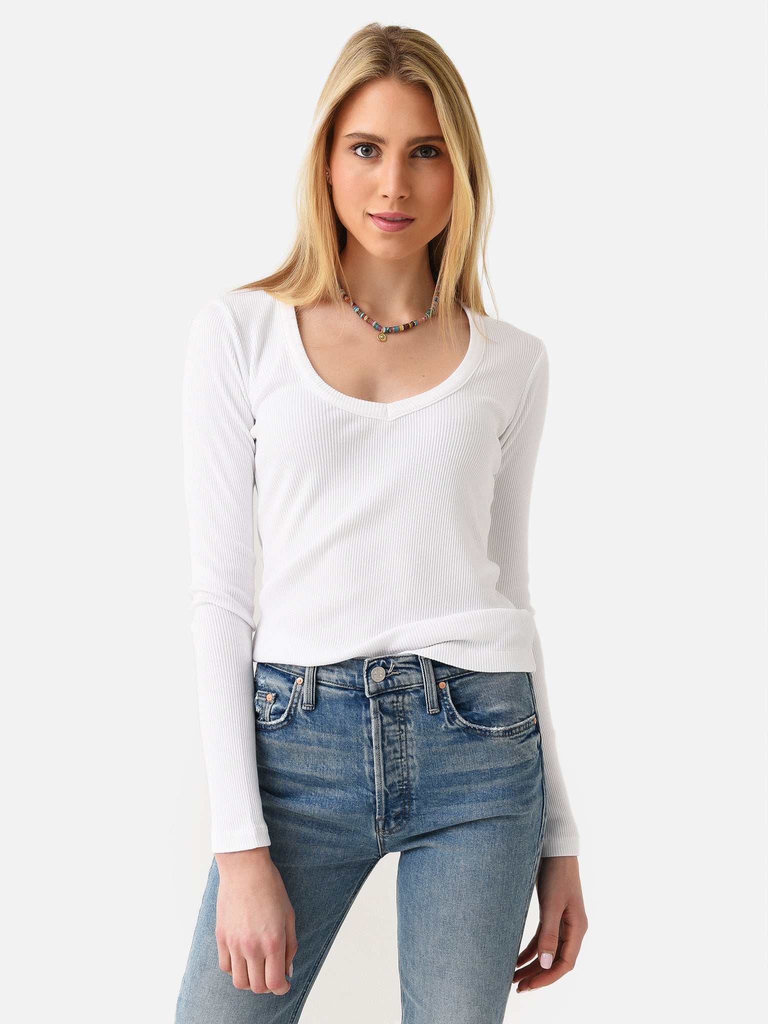 Citizens Of Humanity Women's Anouk Long Sleeve V-Neck Tee - Saint Bernard