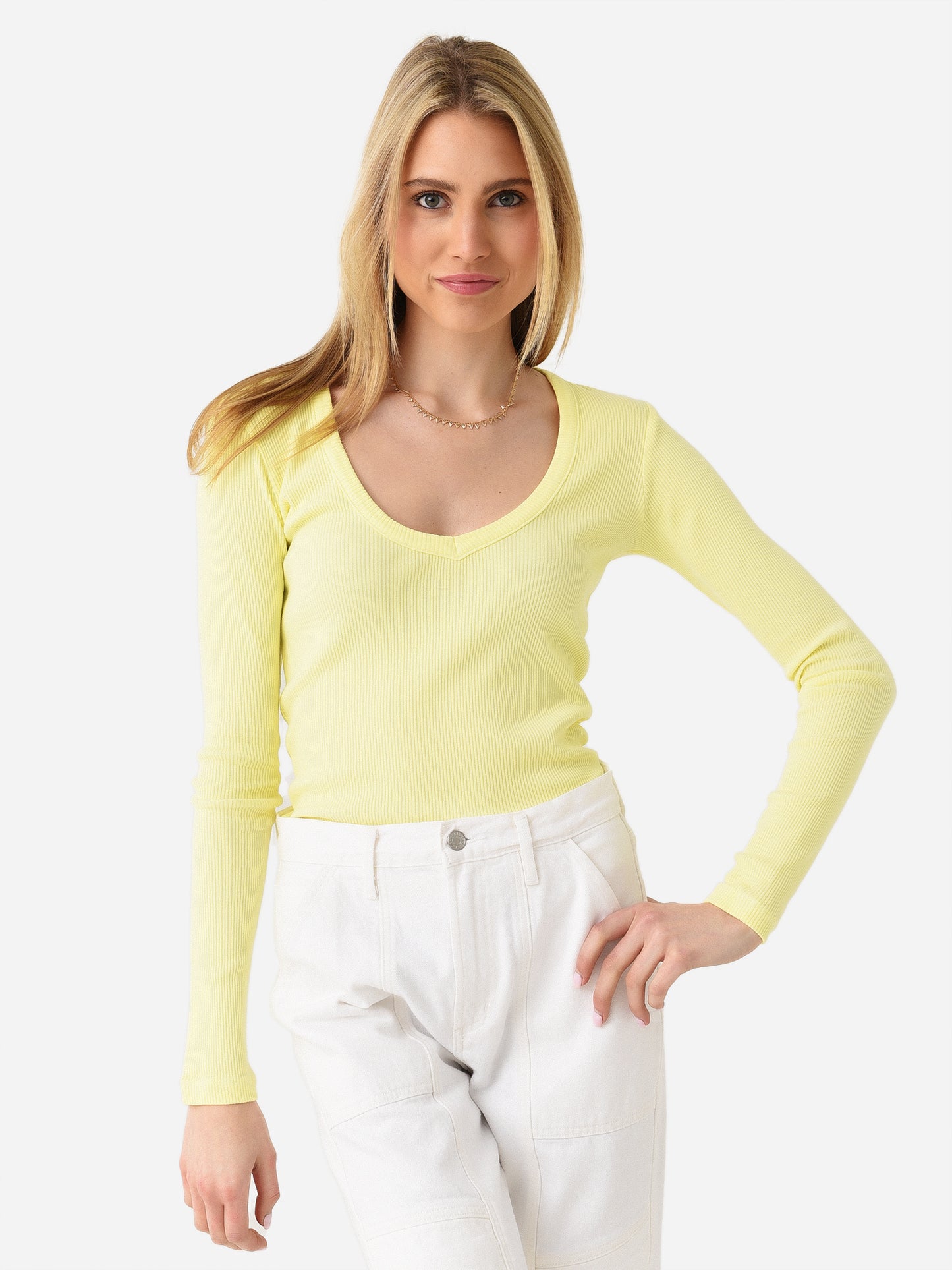 Citizens Of Humanity Women's Anouk Long Sleeve V-Neck Tee - Saint Bernard