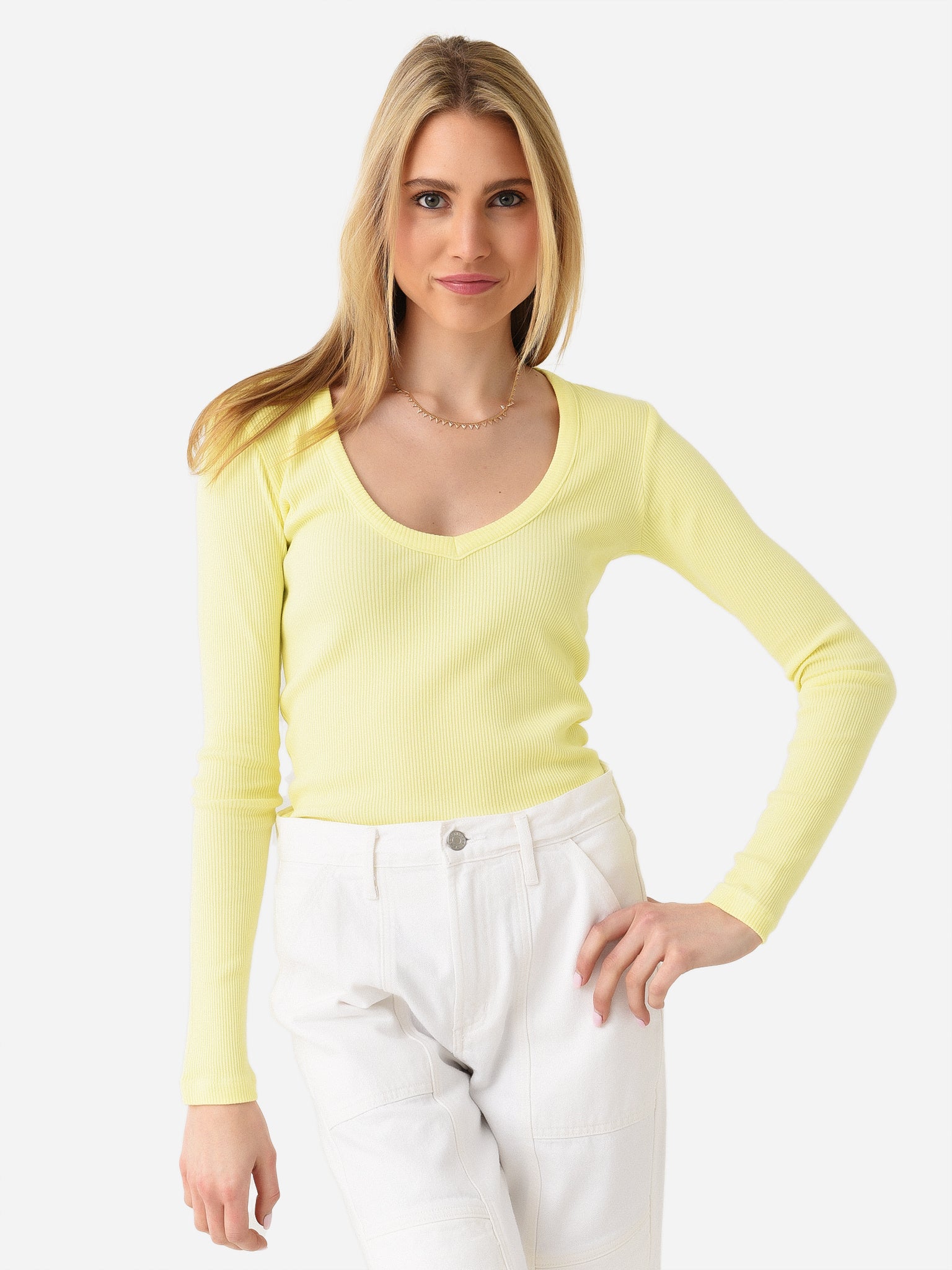 Citizens Of Humanity Women's Anouk Long Sleeve V-Neck Tee - Saint Bernard