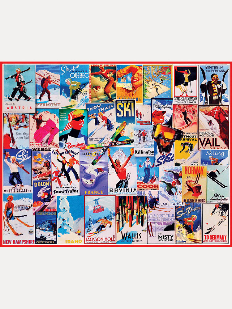 White Mountain Vintage Ski Posters Puzzle