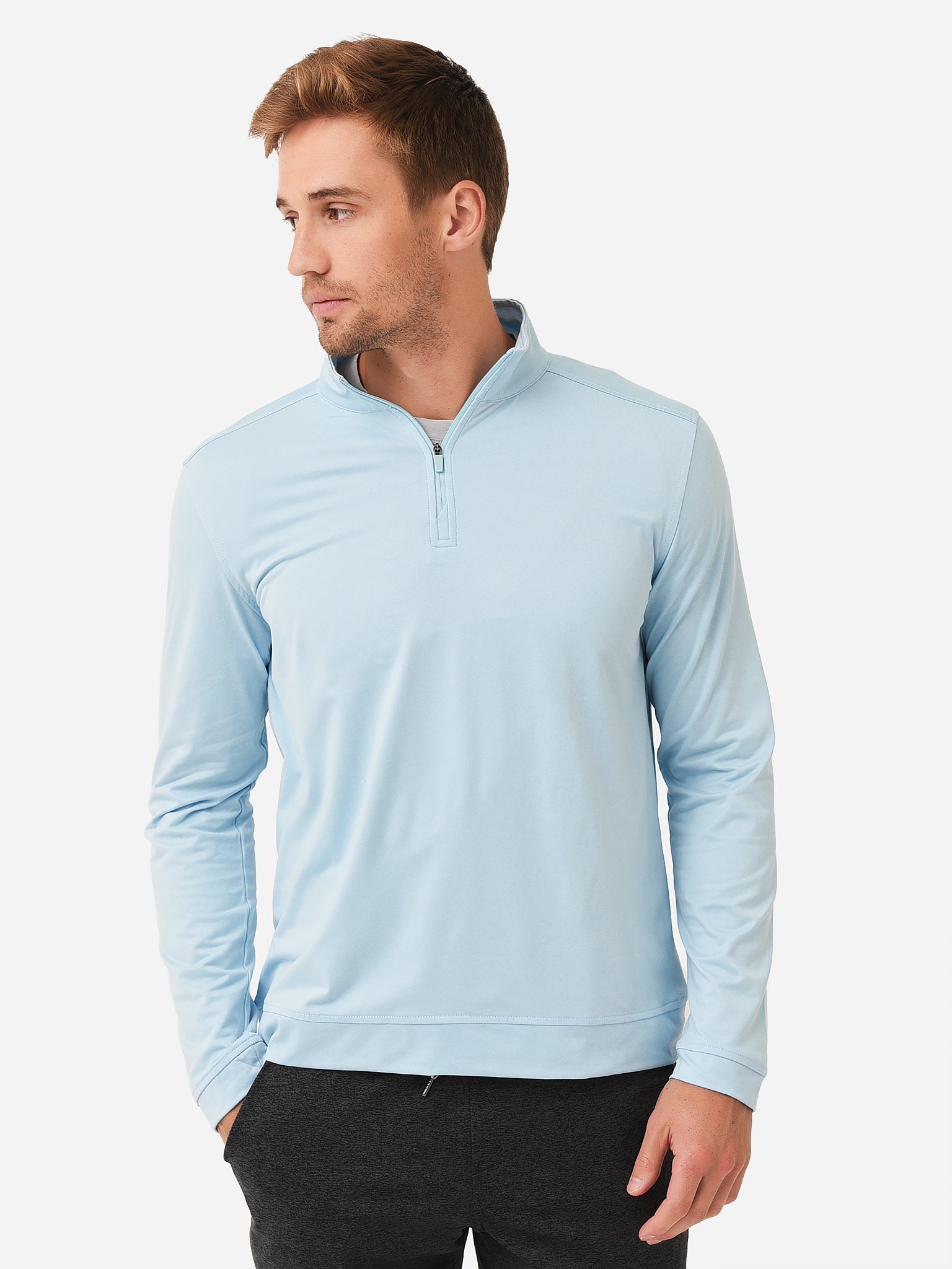 Southern Tide Men's Backbarrier Heather Performance Quarter-Zip - Saint Bernard