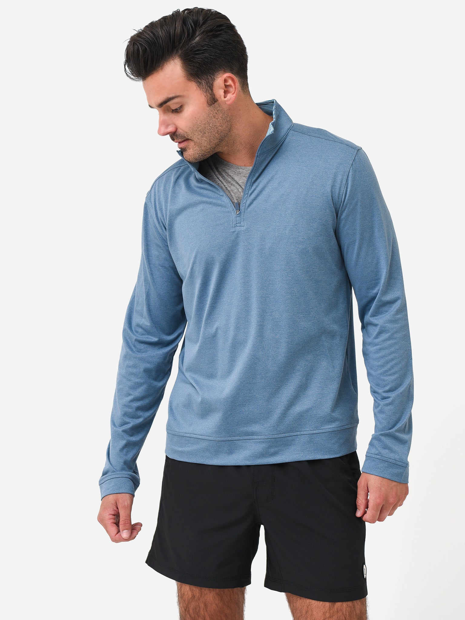 Southern Tide Men's Backbarrier Heather Performance Quarter-Zip - Saint Bernard