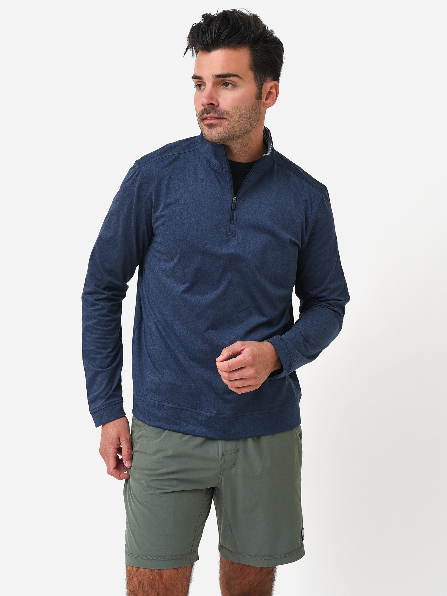 Southern Tide Men's Backbarrier Heather Performance Quarter-Zip - Saint Bernard