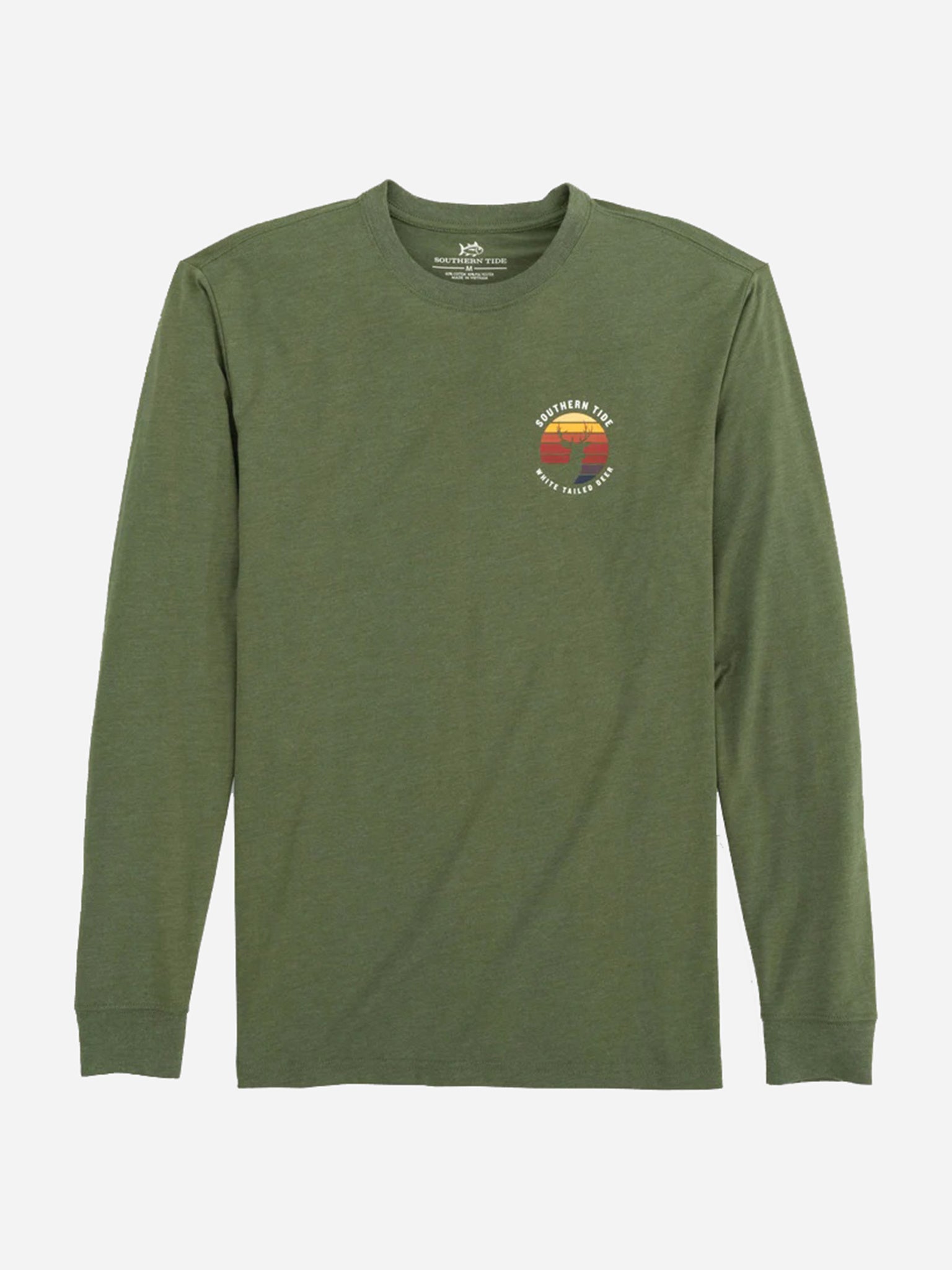 Southern Tide Men's Heather Prey Deer Long Sleeve T-Shirt - Saint Bernard