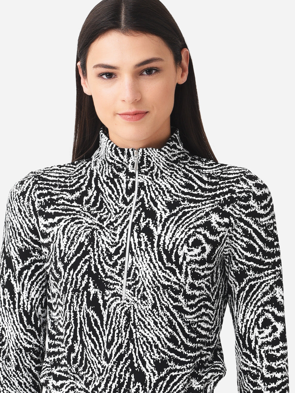 Sno Skins Women's Sport Jacquard Zip Neck Base Layer Top - Saint Bernard