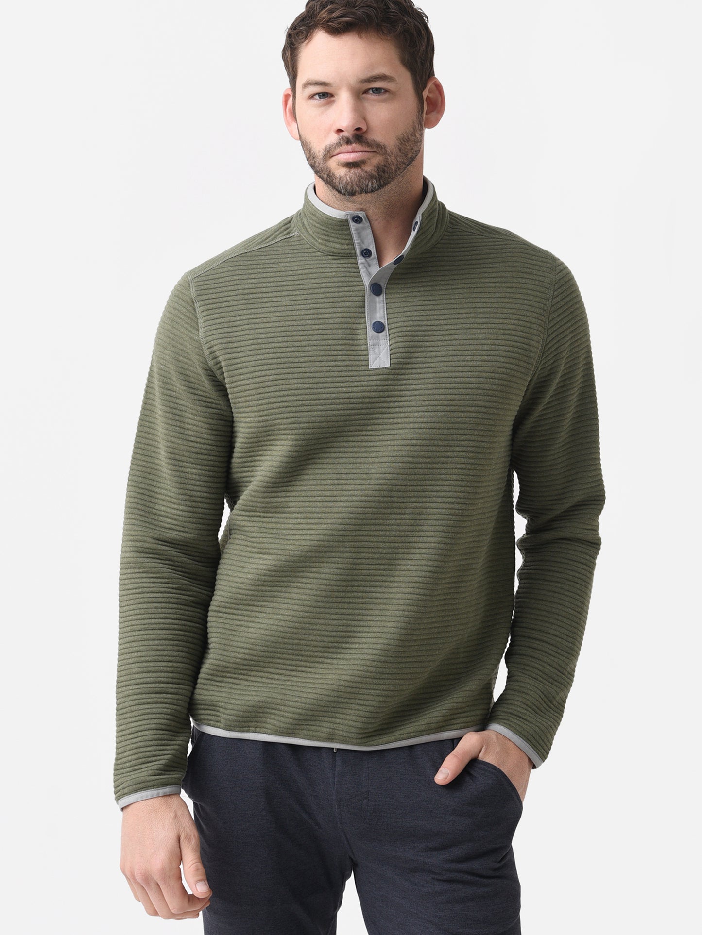 Southern Tide Men's Rutland Heather Reversible Pullover - Saint Bernard