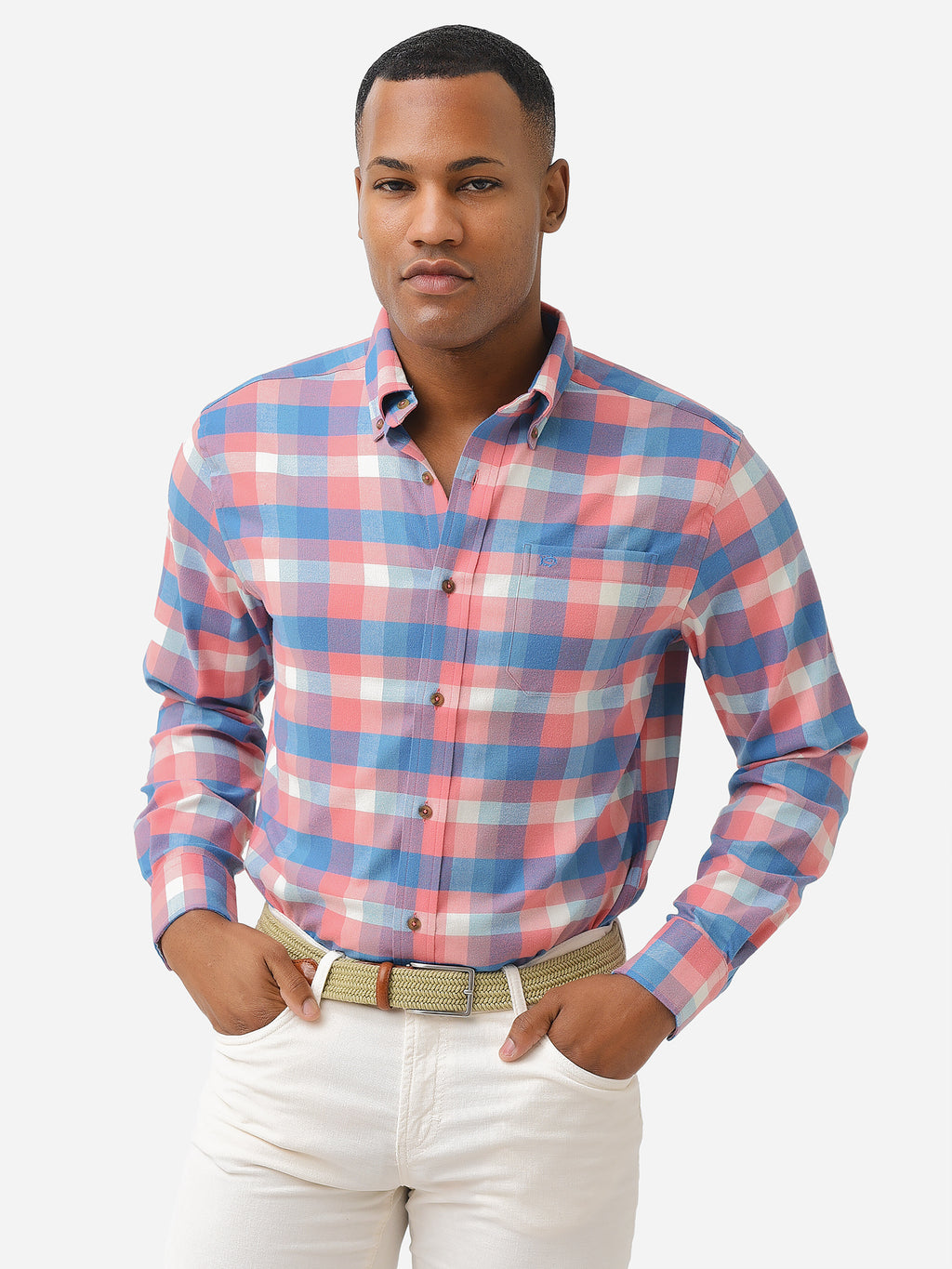 Southern Tide Men's Radcliffe Plaid Intercoastal Flannel Sport Shirt - Saint Bernard