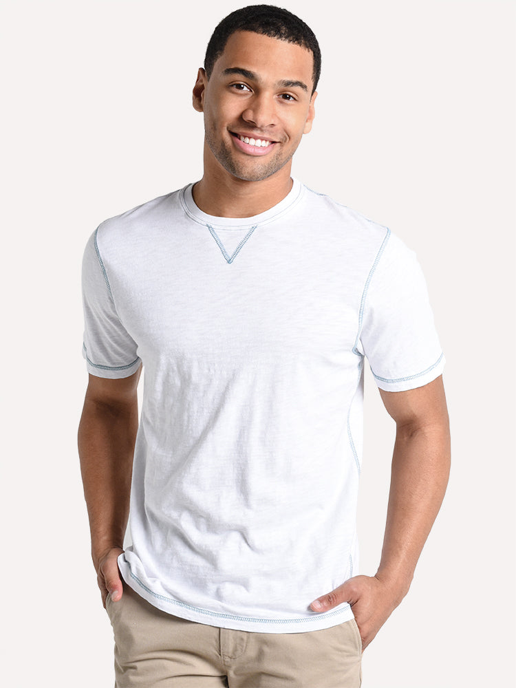 True Grit Men's Slub Short Sleeve Contrast Stitch Crew Tee - Saint Bernard