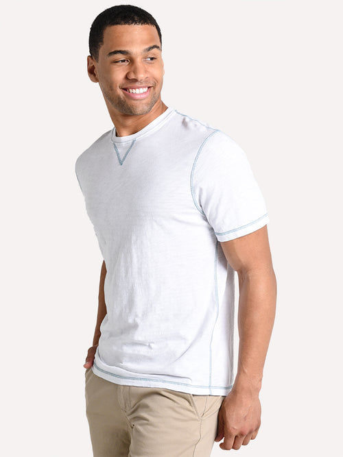 True Grit Men's Slub Short Sleeve Contrast Stitch Crew Tee
