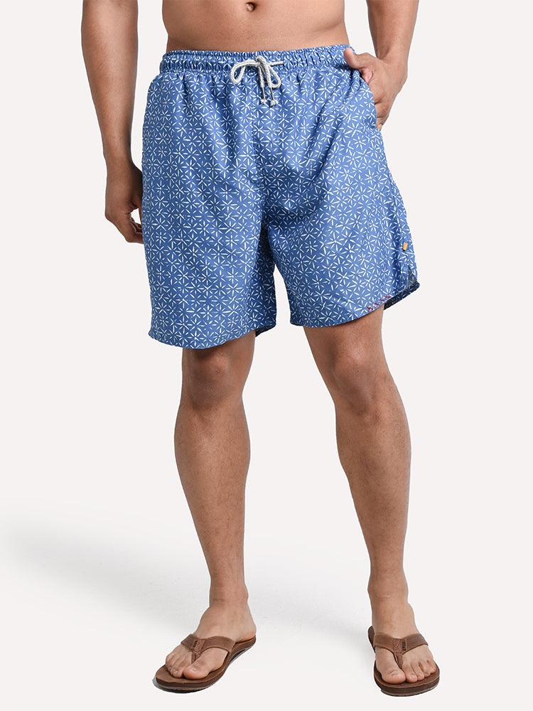 True Grit Men's Waterman Drawstring Board Short Bali Blue - Saint Bernard