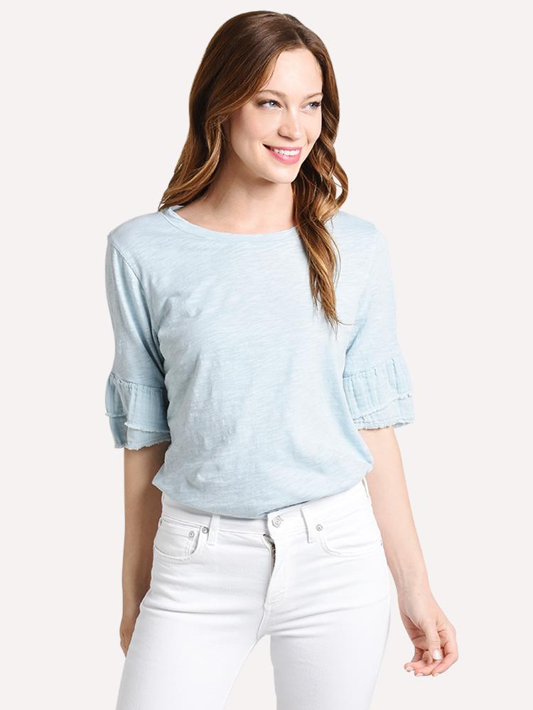 Dylan Slub Cotton Double Ruffle Tee - Saint Bernard