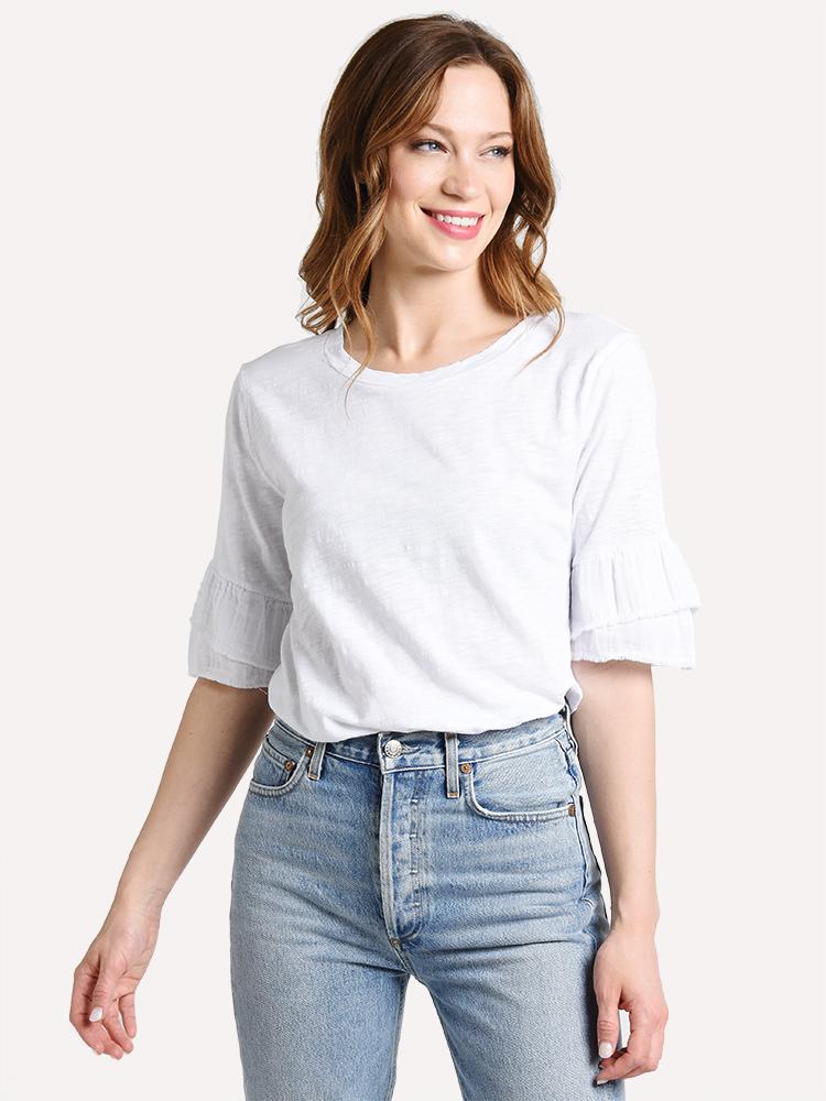 Dylan Slub Cotton Double Ruffle Tee - Saint Bernard