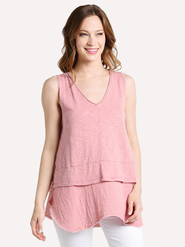 Dylan Women's Slub Cotton Vintage V-Neck Blouse - Saint Bernard