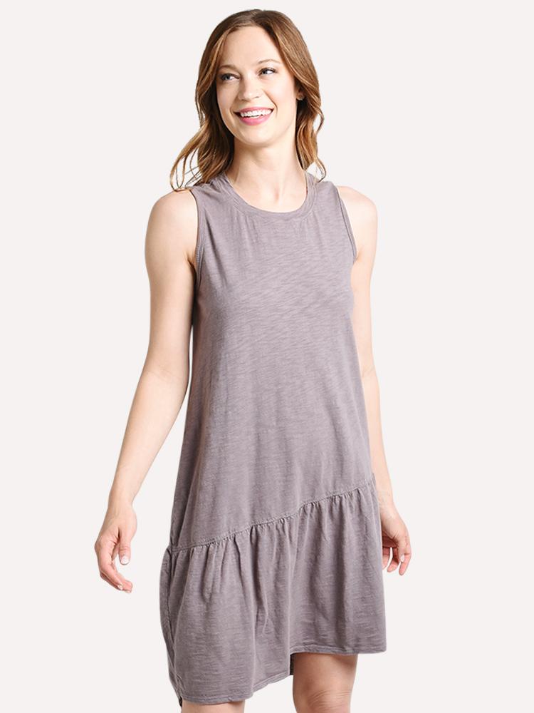 Dylan Cotton Slub Asymetric Tank Dress - Saint Bernard