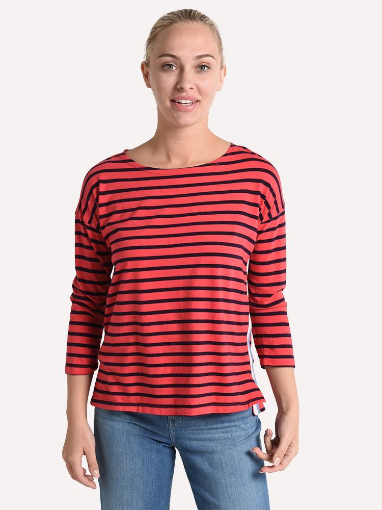 Sundry Maritime Stripes 3/4 Sleeve Tee - Saint Bernard