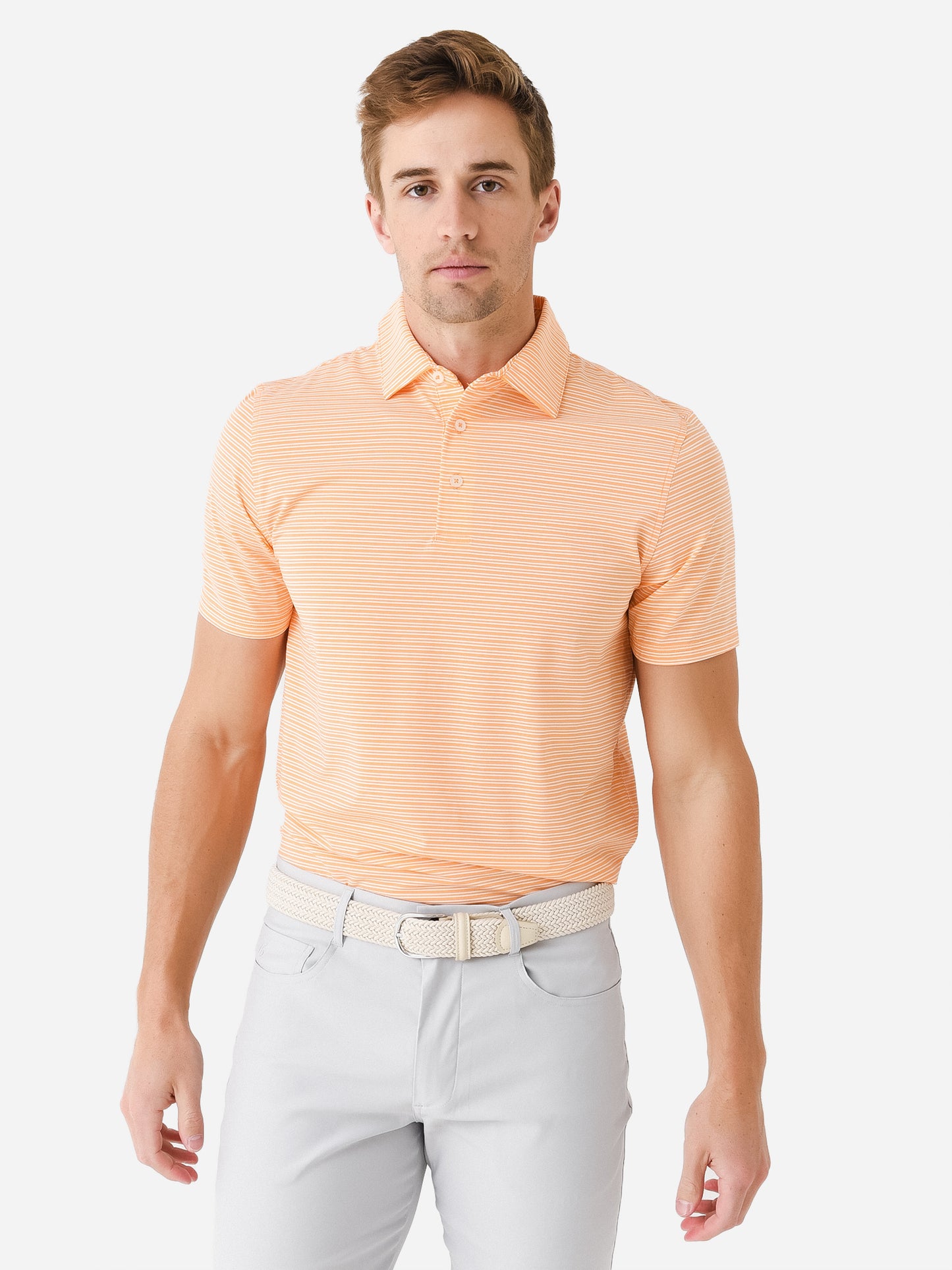 Southern Tide Men's Brrr°-eeze Millwood Stripe Performance Polo - Saint Bernard