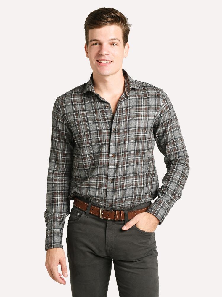 Eleventy Men's Multi-Color Plaid Sport Shirt - Saint Bernard