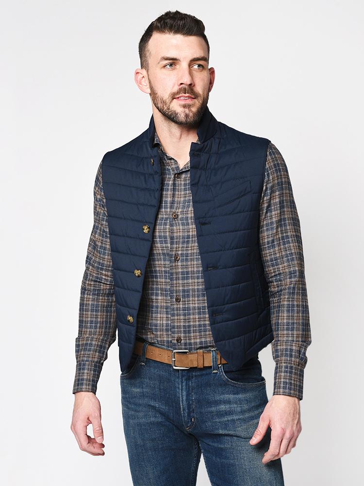 Eleventy Men’s Quilted Technical Packable Gilet - Saint Bernard